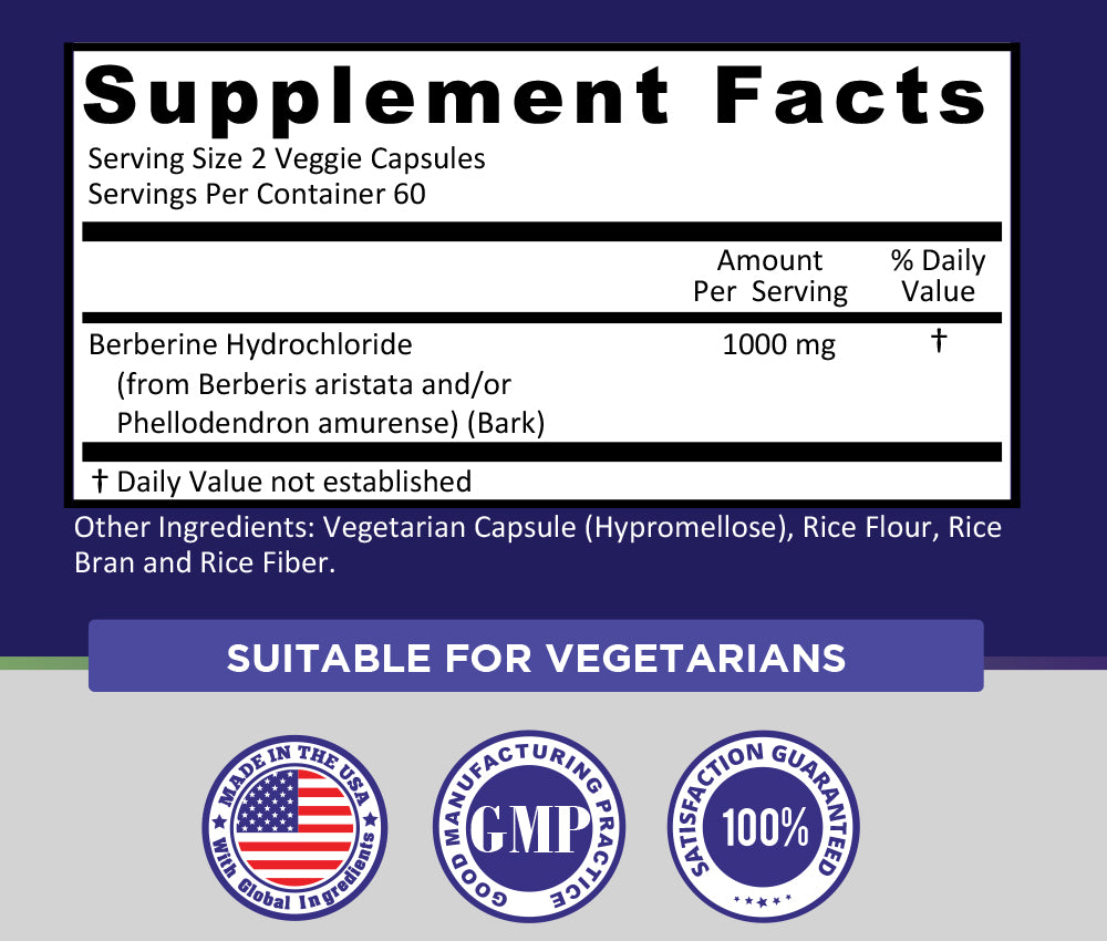 Helivin Berberine Veggie Capsules – No Magnesium Stearate