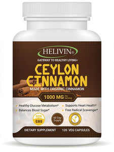 Helivin Ceylon Cinnamon Veggie Capsules – No Magnesium Stearate or Other Fillers