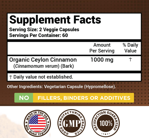 Helivin Ceylon Cinnamon Veggie Capsules – No Magnesium Stearate or Other Fillers