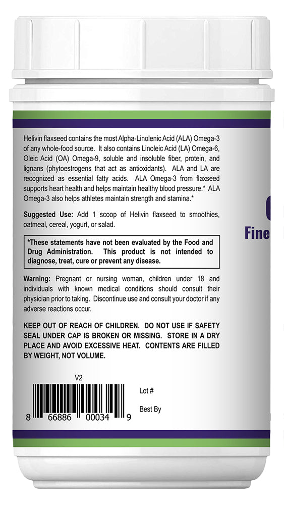 Helivin Golden Flaxseed Powder - Fine Milled for Smooth Texture
