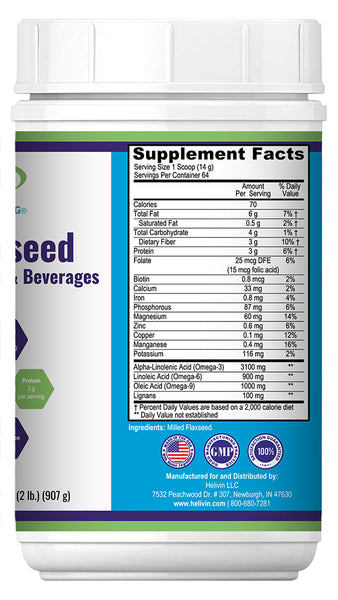 Helivin Golden Flaxseed Powder - Fine Milled for Smooth Texture