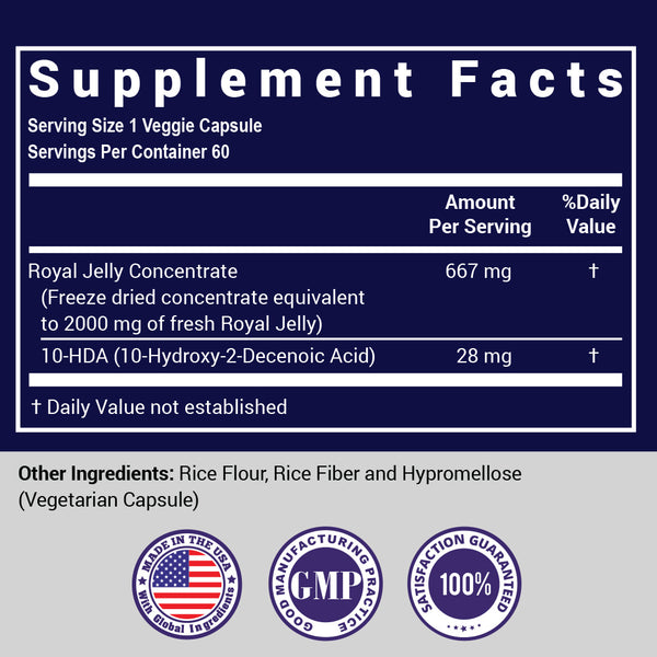 Helivin Royal Jelly Veggie Capsules – No Magnesium Stearate
