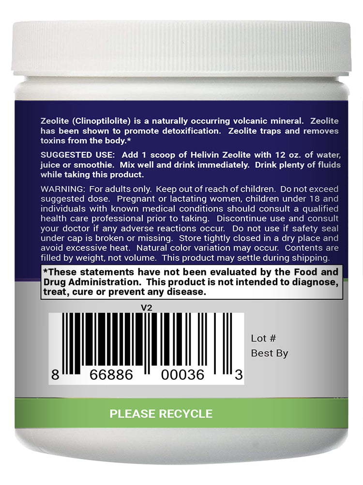 Helivin Zeolite for Detoxification - Powder - No Additives