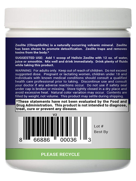 Helivin Zeolite for Detoxification - Powder - No Additives